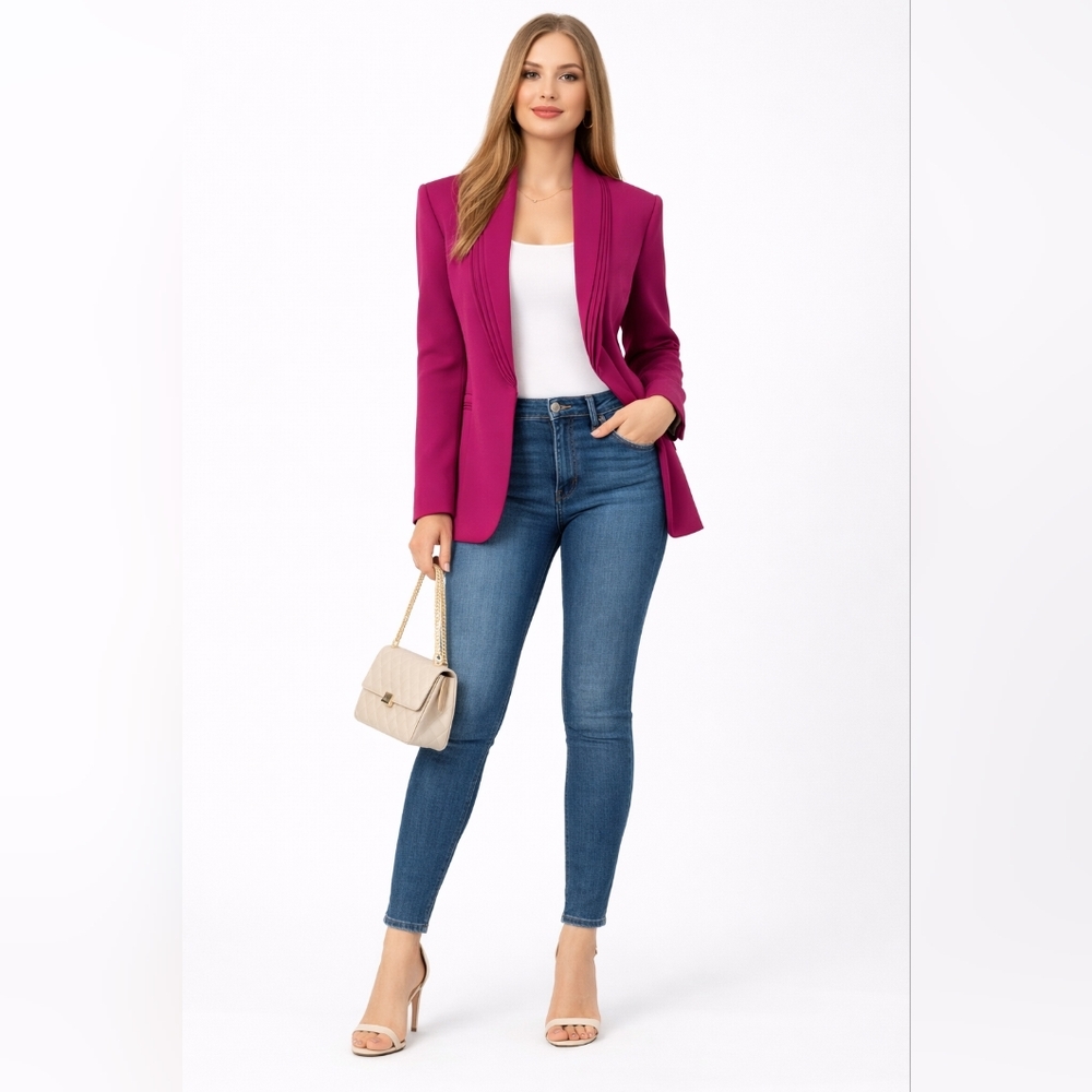 Brandon Maxwell Pink Blazer Size 8 Structured Pleated Collar